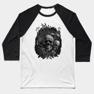 Skull and Flowers #2 Baseball T-Shirt